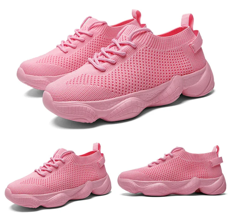Air Mesh Women Fashion Sport Lace Up Sneaker Non-Slip Comfy Sock Shoes