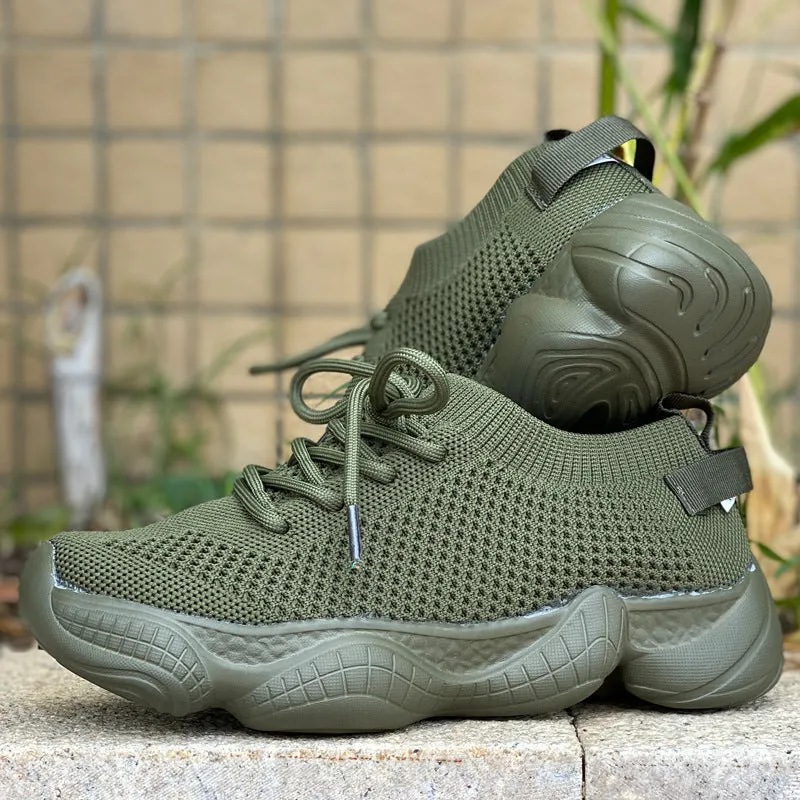 Air Mesh Women Fashion Sport Lace Up Sneaker Non-Slip Comfy Sock Shoes