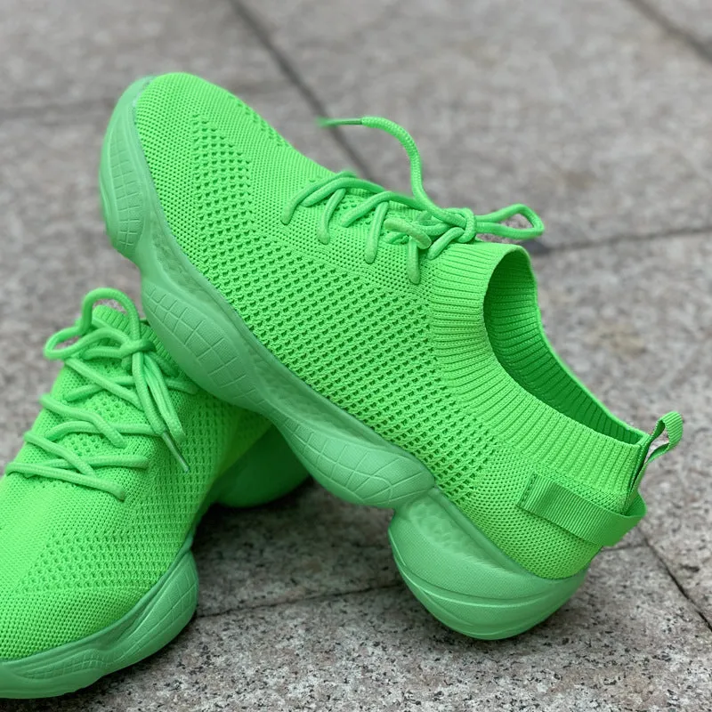 Air Mesh Women Fashion Sport Lace Up Sneaker Non-Slip Comfy Sock Shoes