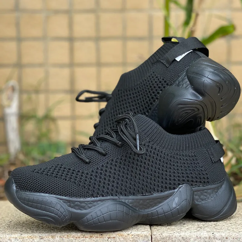 Air Mesh Women Fashion Sport Lace Up Sneaker Non-Slip Comfy Sock Shoes