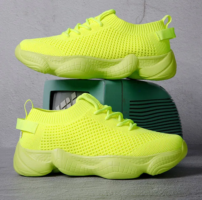 Air Mesh Women Fashion Sport Lace Up Sneaker Non-Slip Comfy Sock Shoes