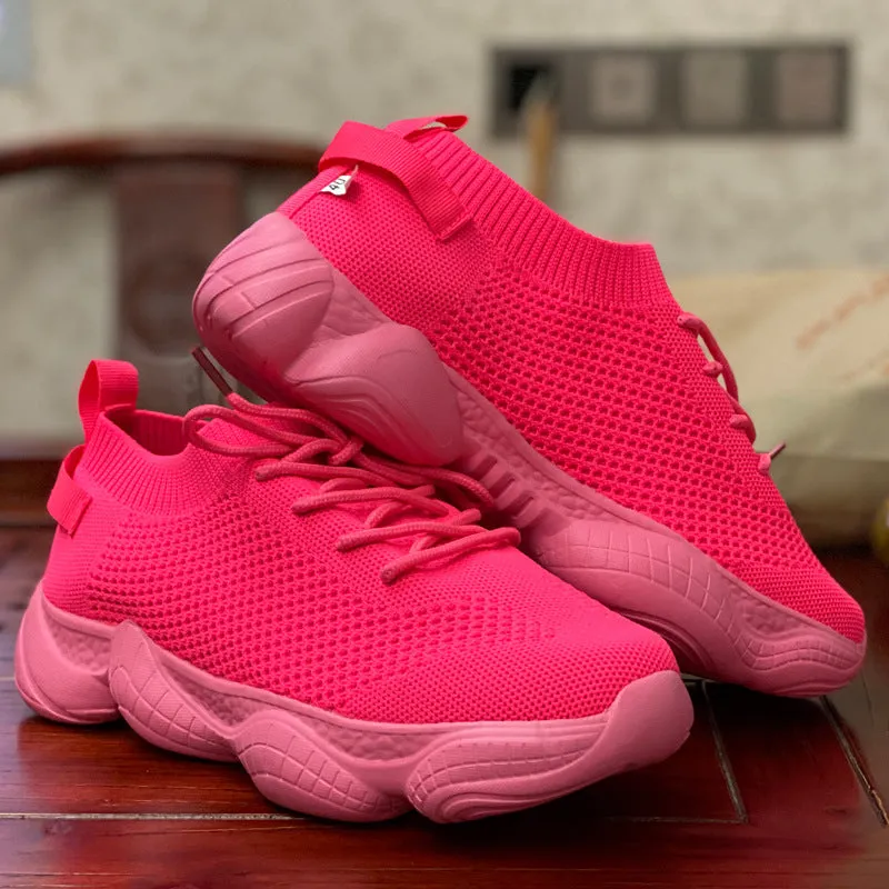 Air Mesh Women Fashion Sport Lace Up Sneaker Non-Slip Comfy Sock Shoes