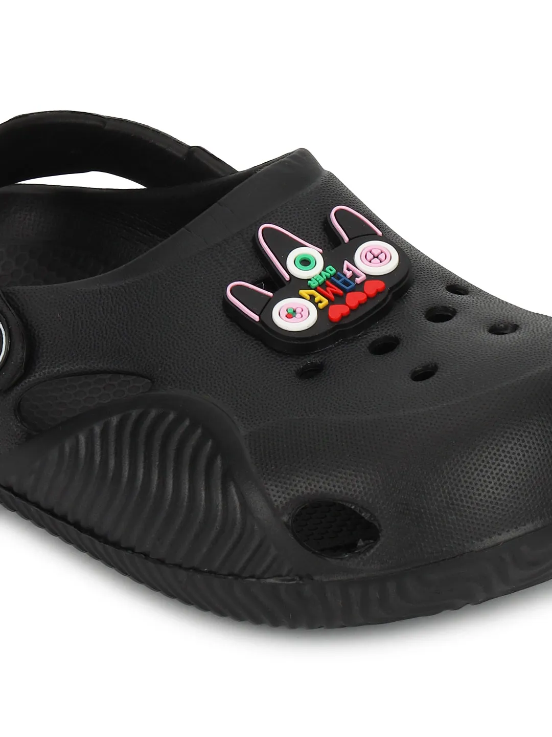 Black Stylish Slip-On Clogs For Kids-Unisex (TC-LCLOG1-BLK)