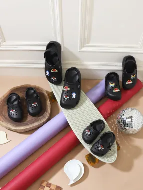 Black Stylish Slip-On Clogs For Kids-Unisex (TC-LCLOG1-BLK)