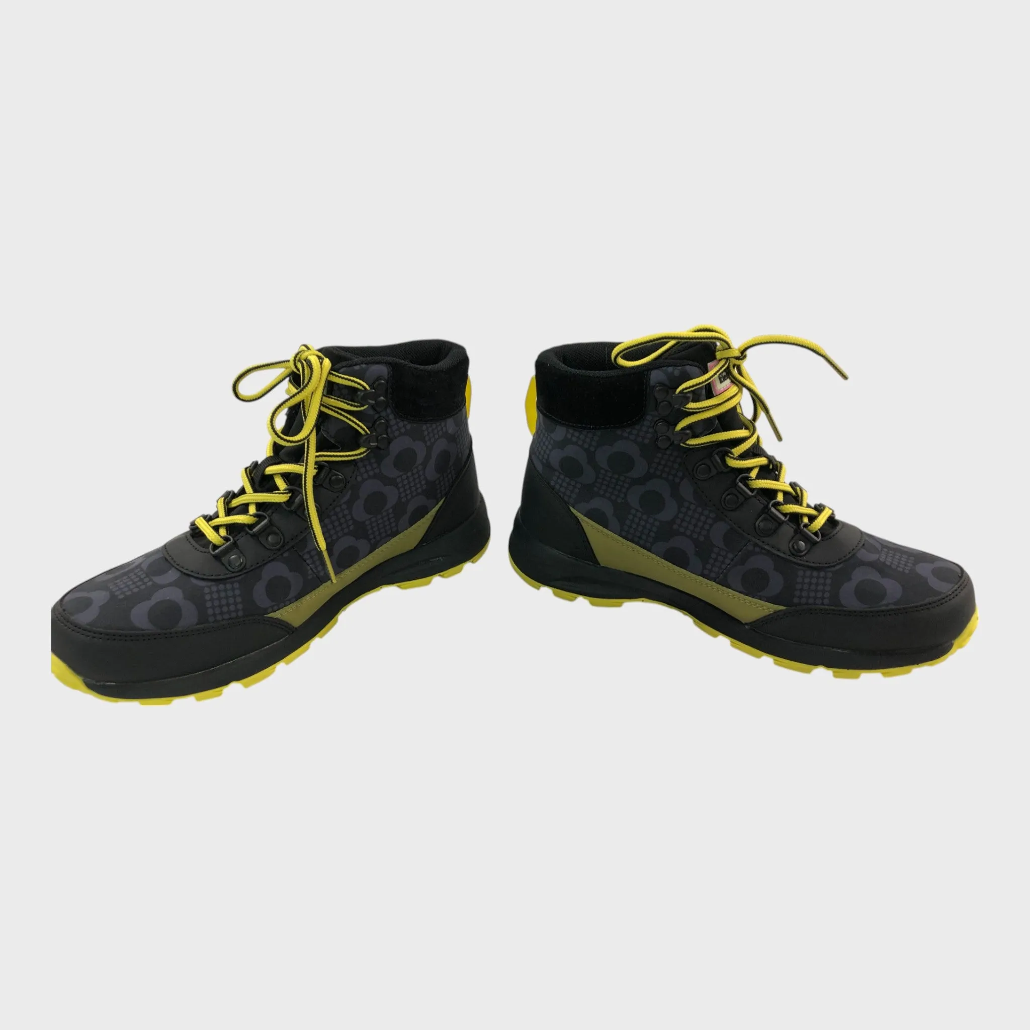 Branded Orla Kiely Rain Cloud Grey Printed Hiking Boots - Size 5 UK