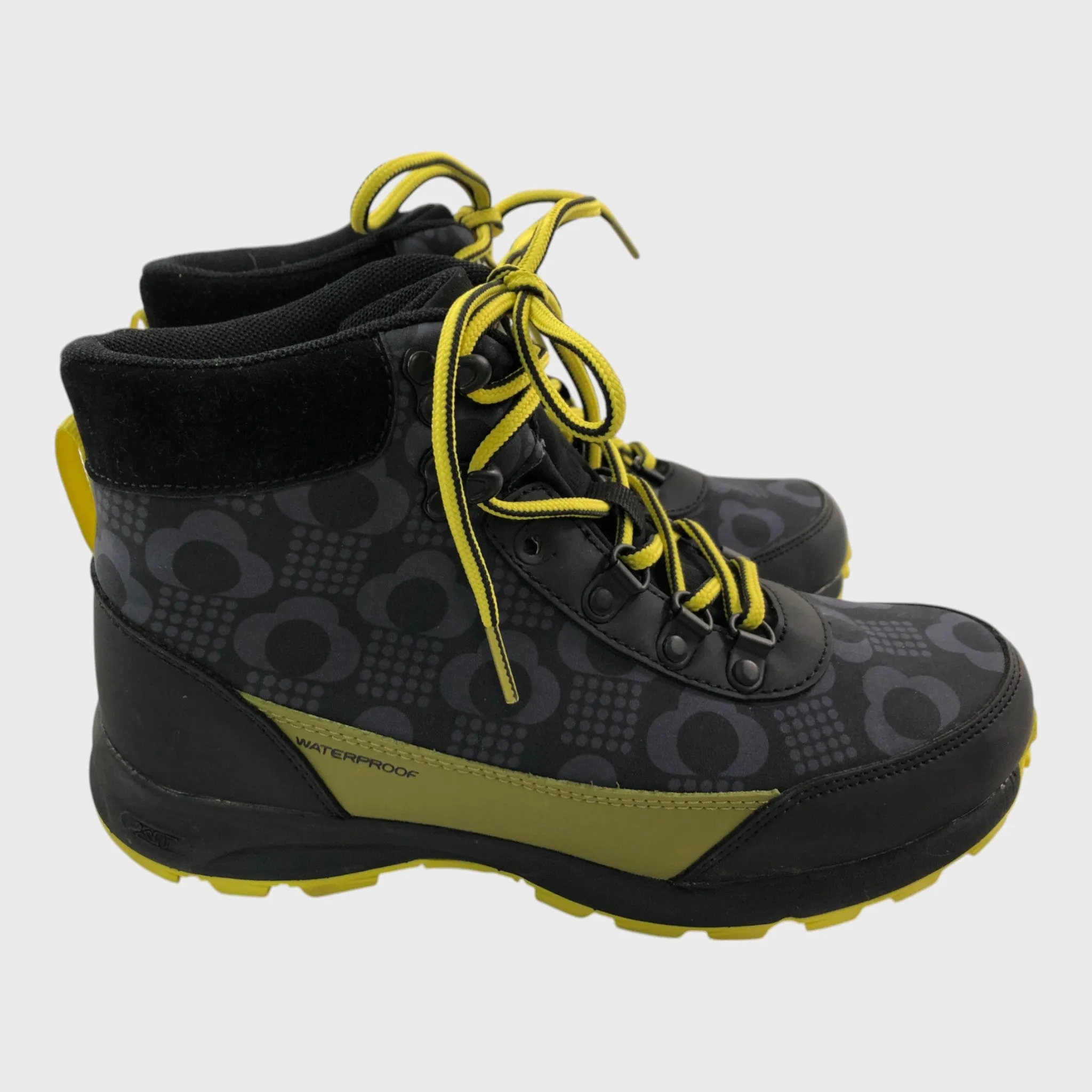 Branded Orla Kiely Rain Cloud Grey Printed Hiking Boots - Size 5 UK