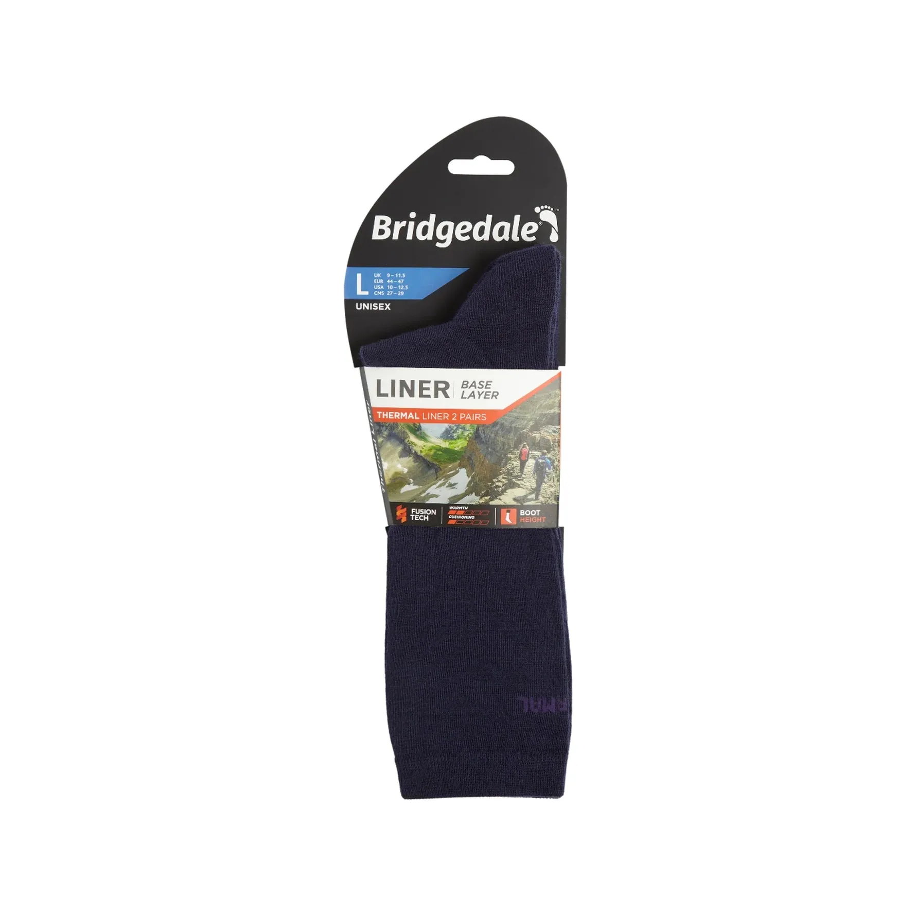 Bridgedale Base Layer Thermal Liner Boot Sock-Assorted Colours