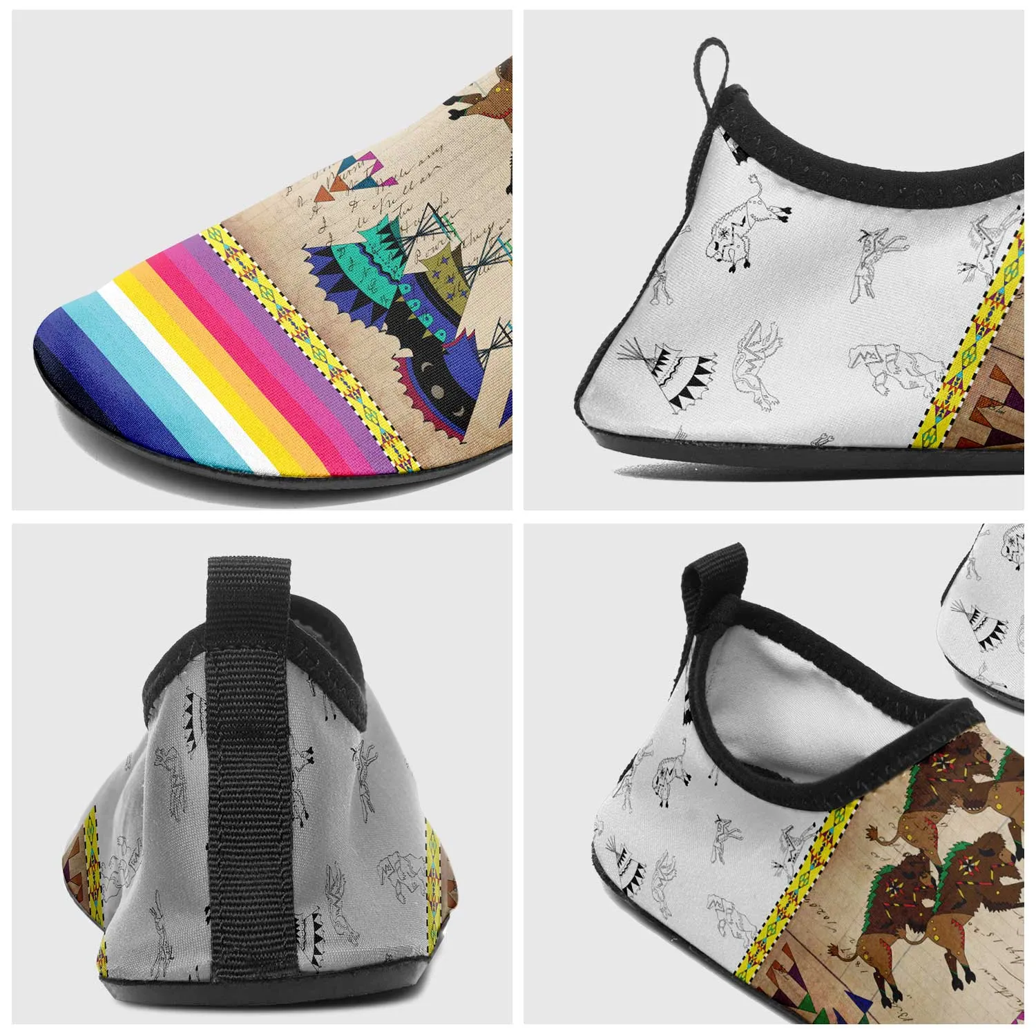 Buffalos Running White Clay Kid's Sockamoccs Slip On Shoes