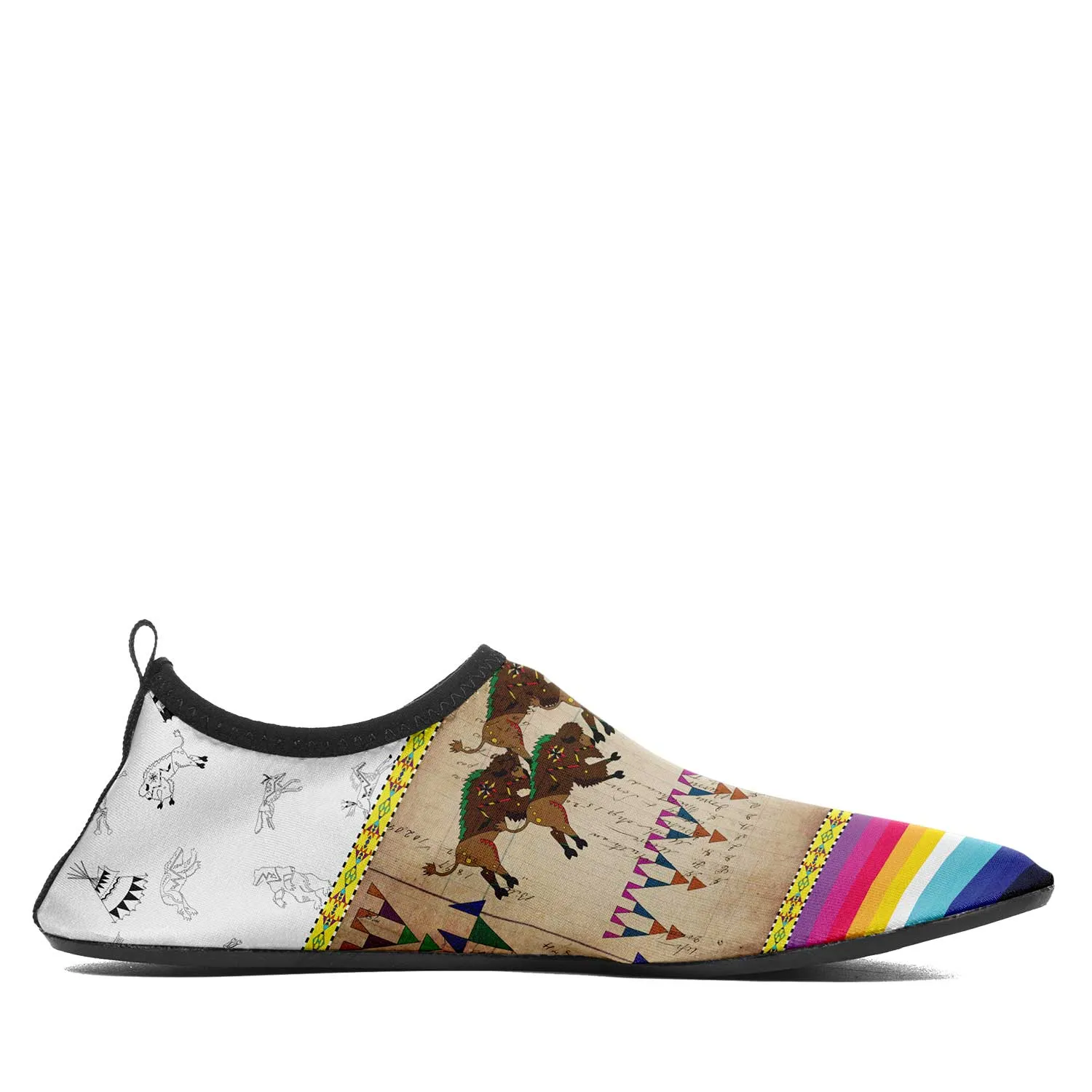 Buffalos Running White Clay Kid's Sockamoccs Slip On Shoes