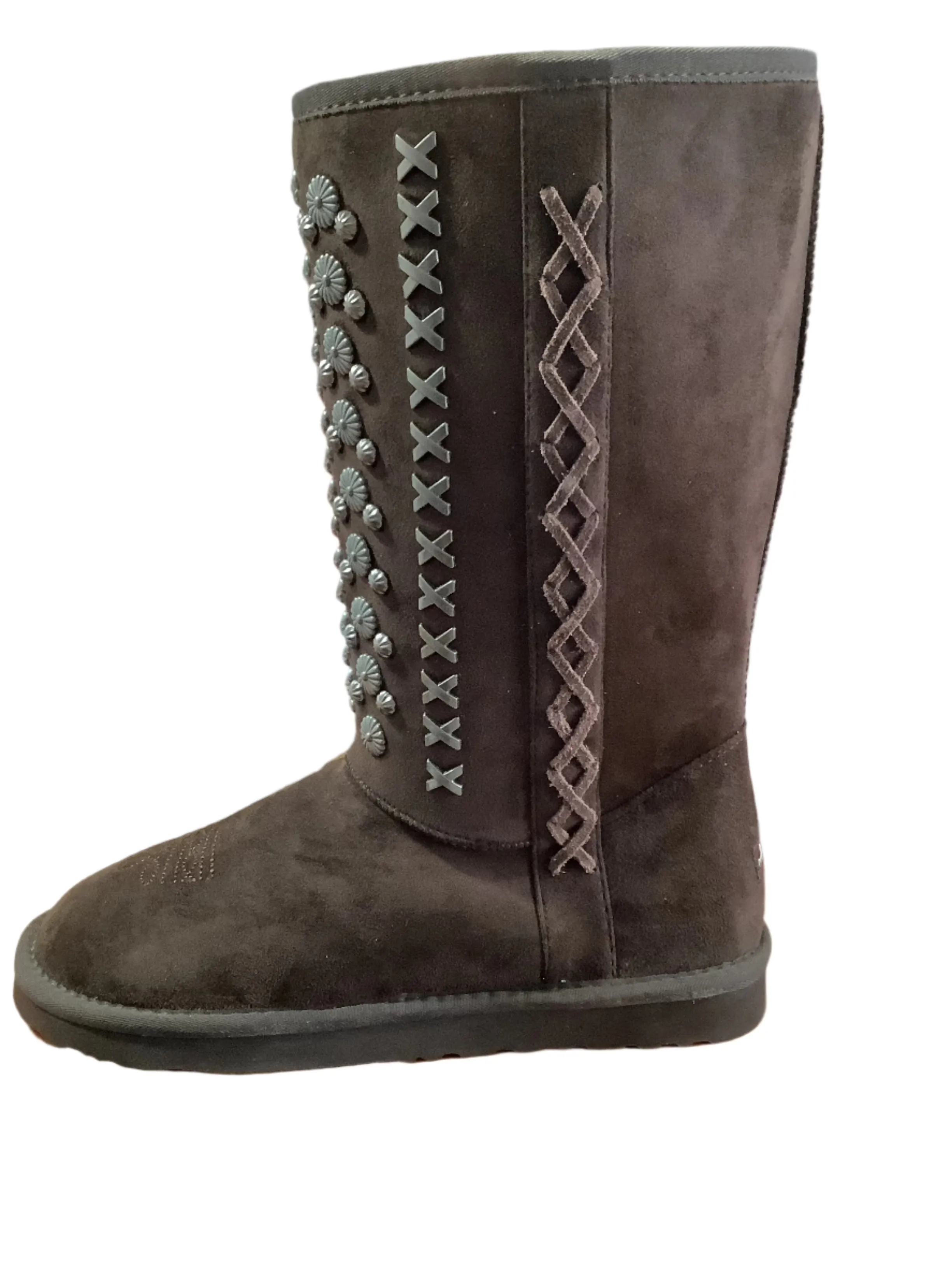 Dark brown Montana West Studded snow boots