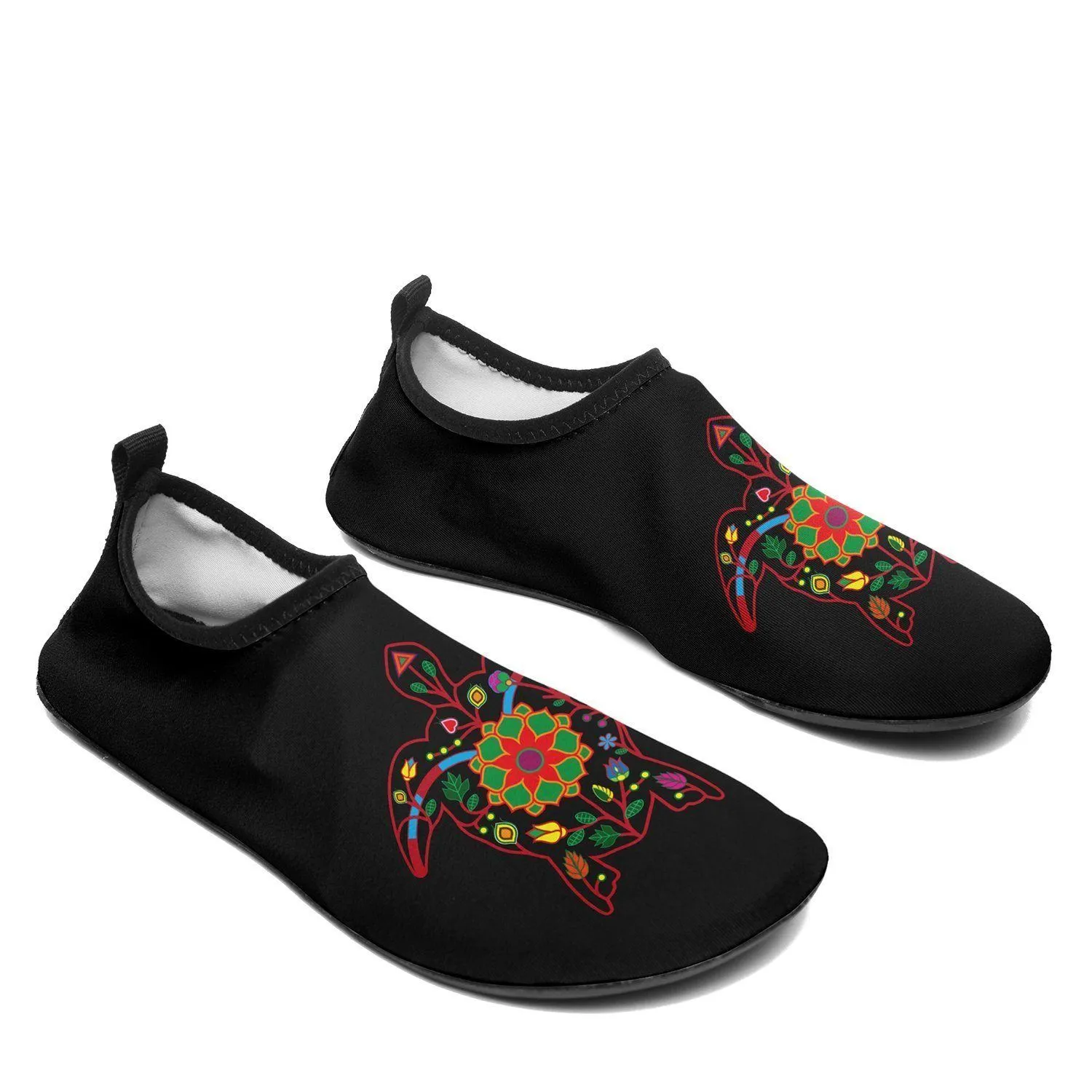 Floral Turtle Sockamoccs Kid's Sockamoccs Slip On Shoes