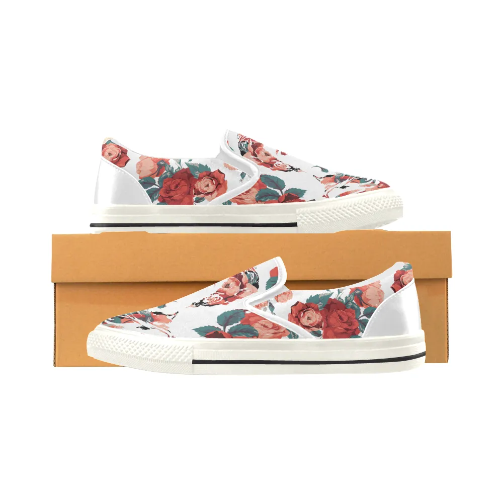 Frida Floral Print Canvas Men's Slip On Low-Top