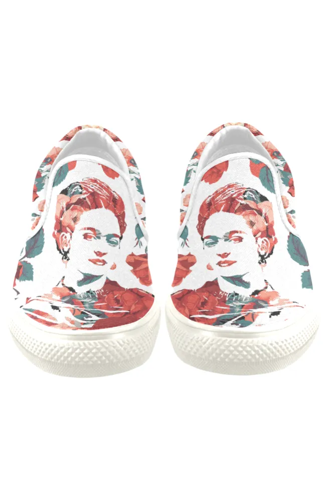 Frida Floral Print Canvas Men's Slip On Low-Top