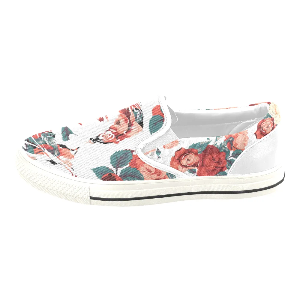 Frida Floral Print Canvas Men's Slip On Low-Top