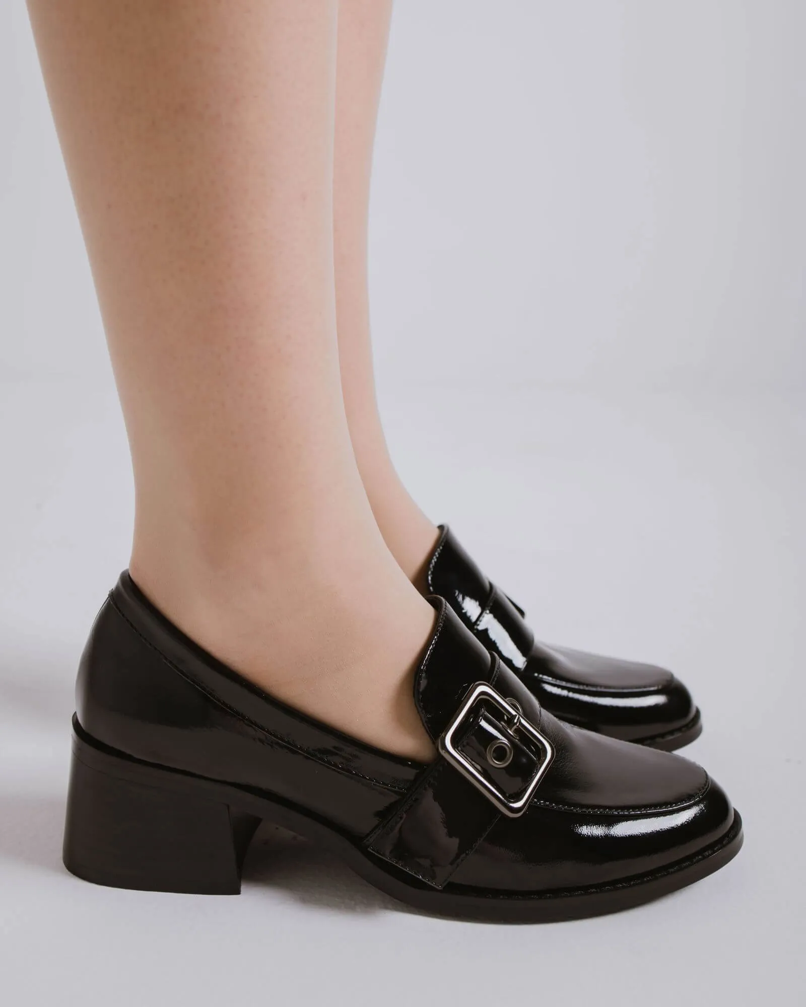 JAGER HEELED LOAFERS BLACK CRINKLE