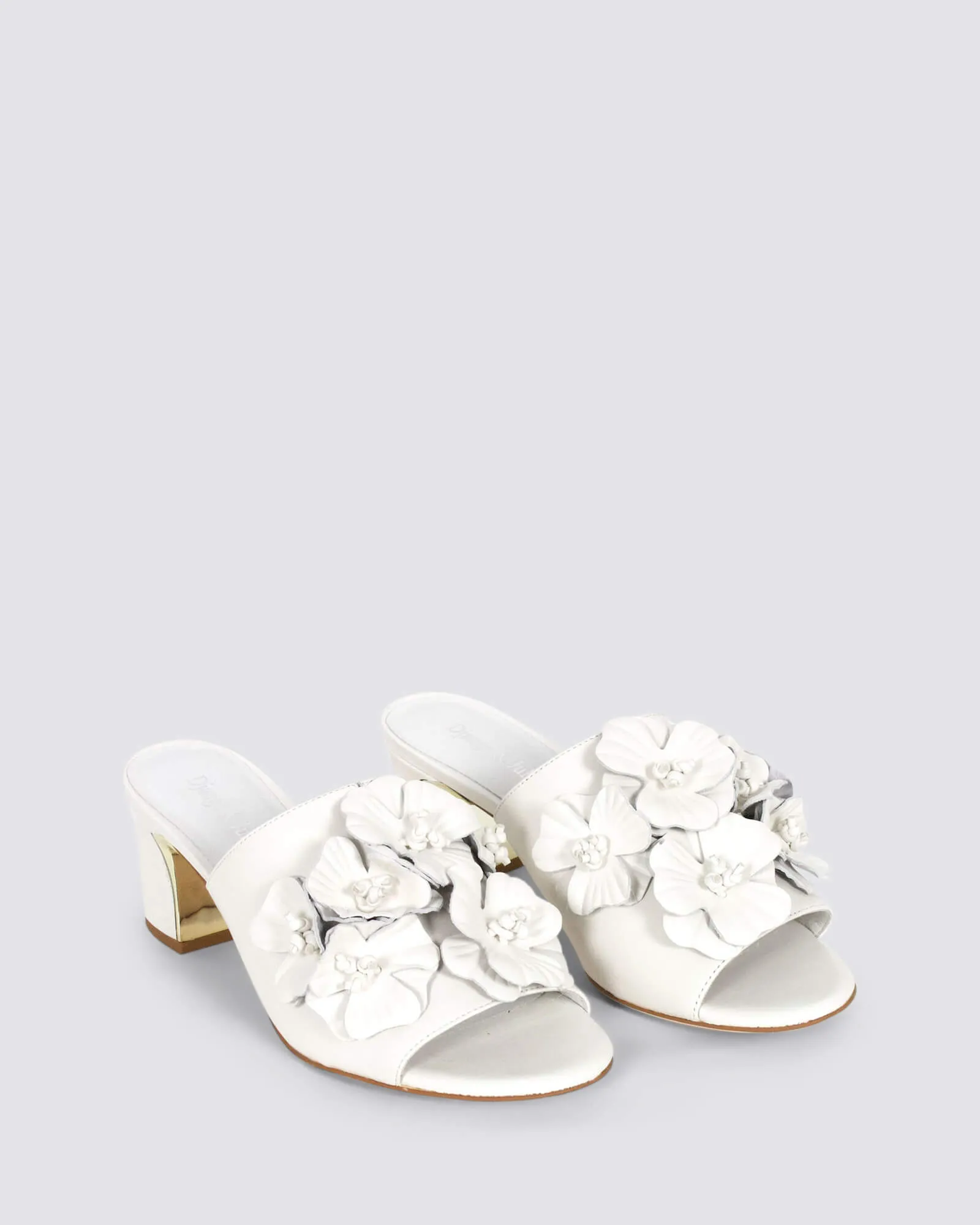 JARNEYA MULE HEELS WHITE LEATHER