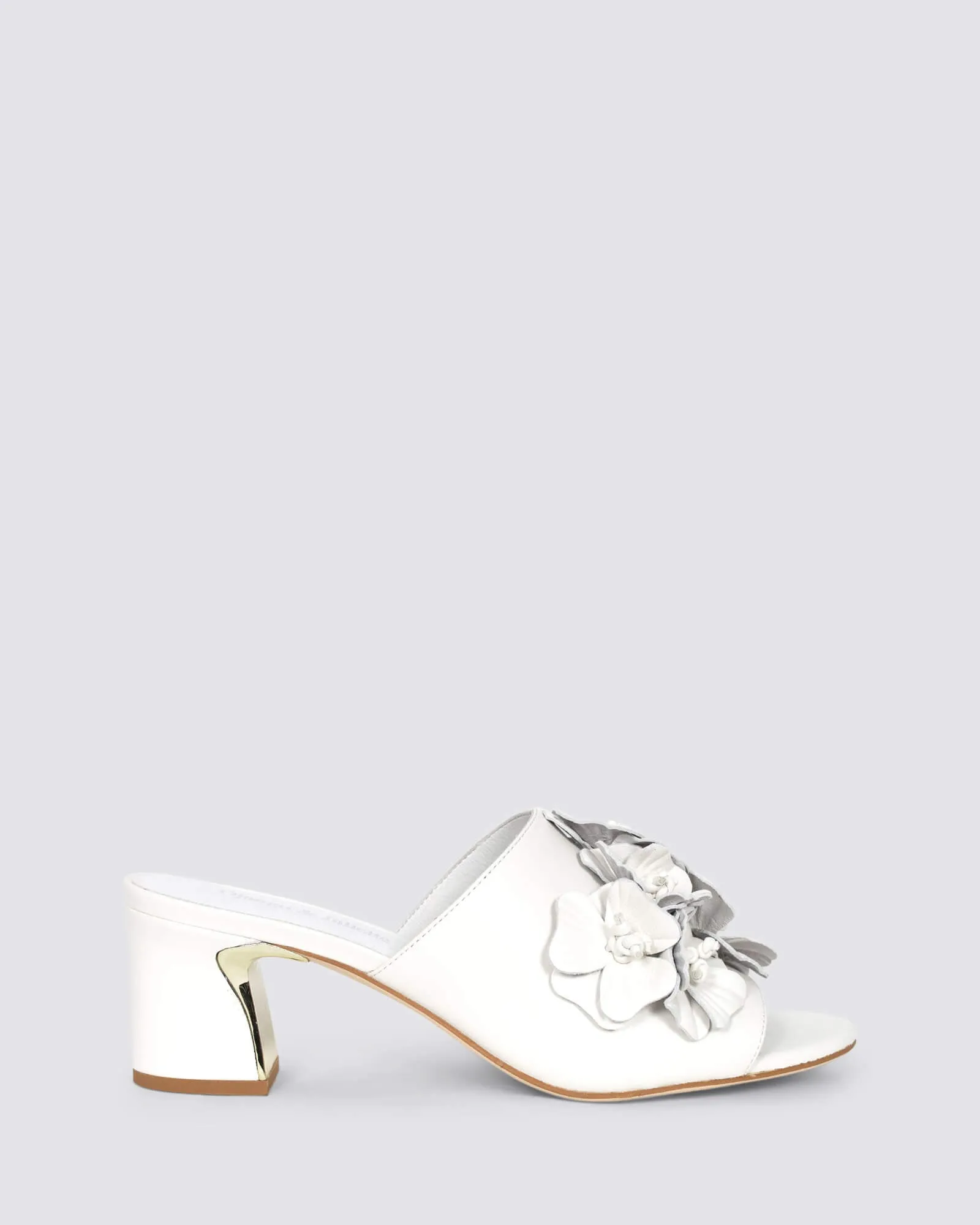 JARNEYA MULE HEELS WHITE LEATHER