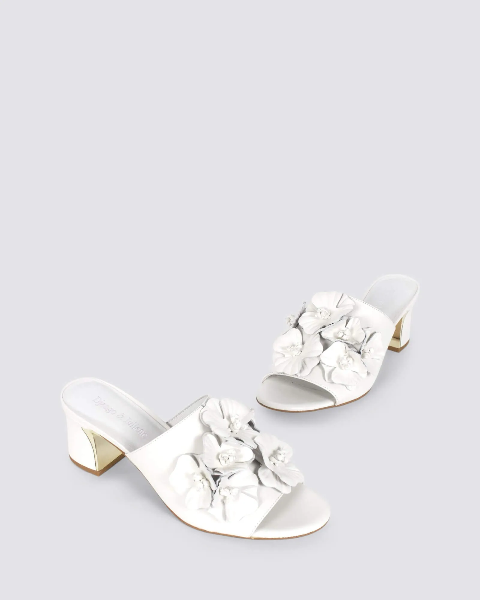 JARNEYA MULE HEELS WHITE LEATHER