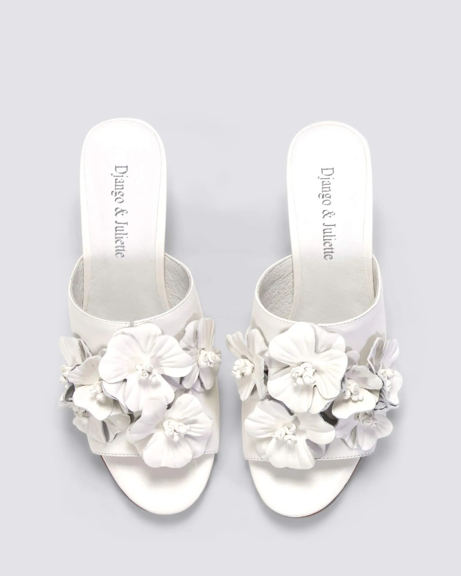JARNEYA MULE HEELS WHITE LEATHER