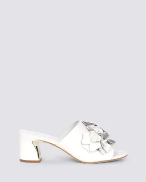 JARNEYA MULE HEELS WHITE LEATHER