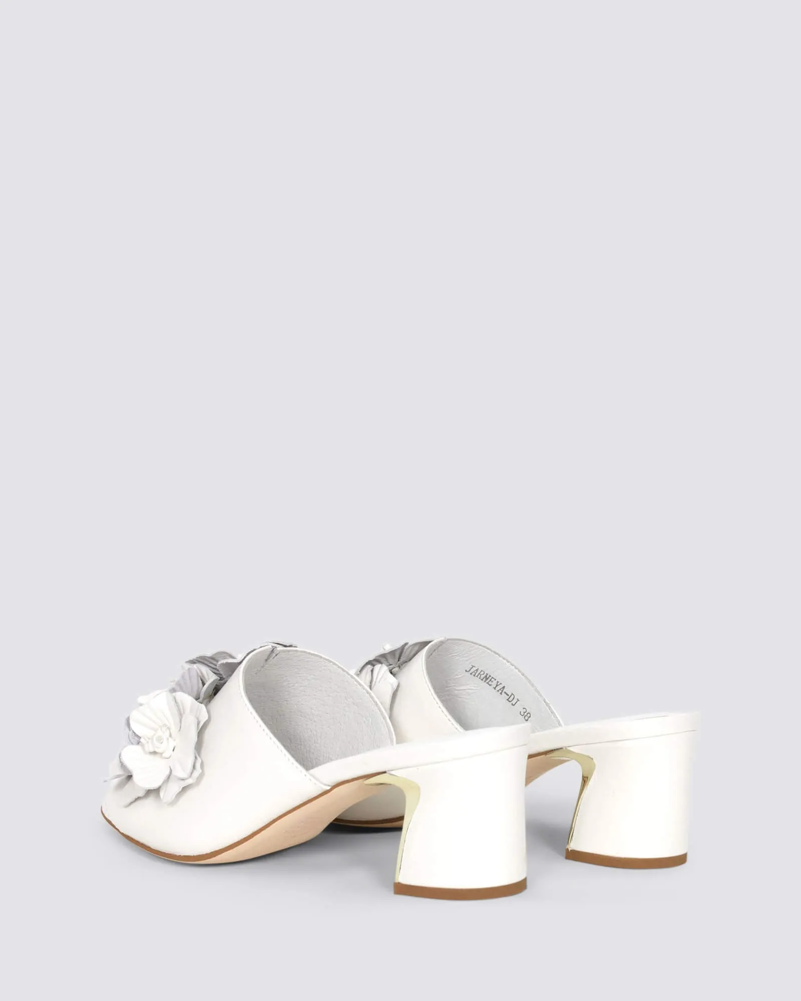 JARNEYA MULE HEELS WHITE LEATHER