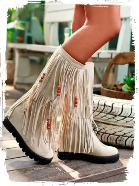 Womens Boho Boots Shoes Plus Size Autumn Winter Flats Boots